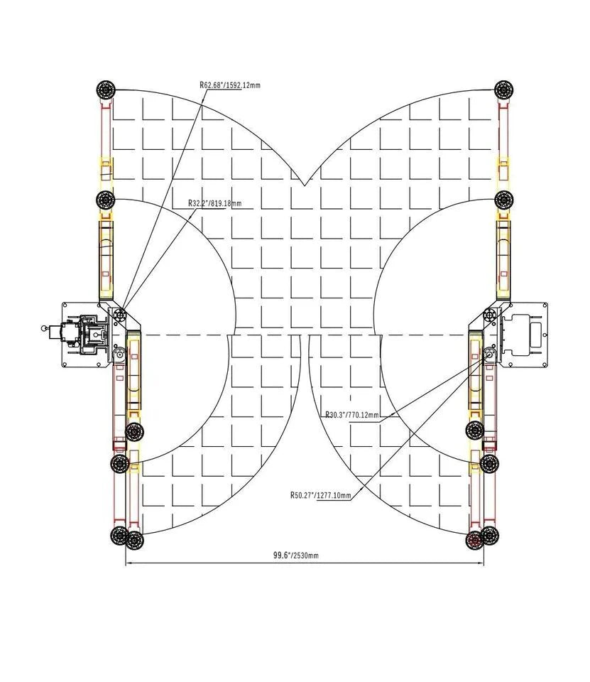 Katool | KT-AS110D Two Post Asymmetrical Vehicle Lift 11,000lbs Single Point Lock Release
