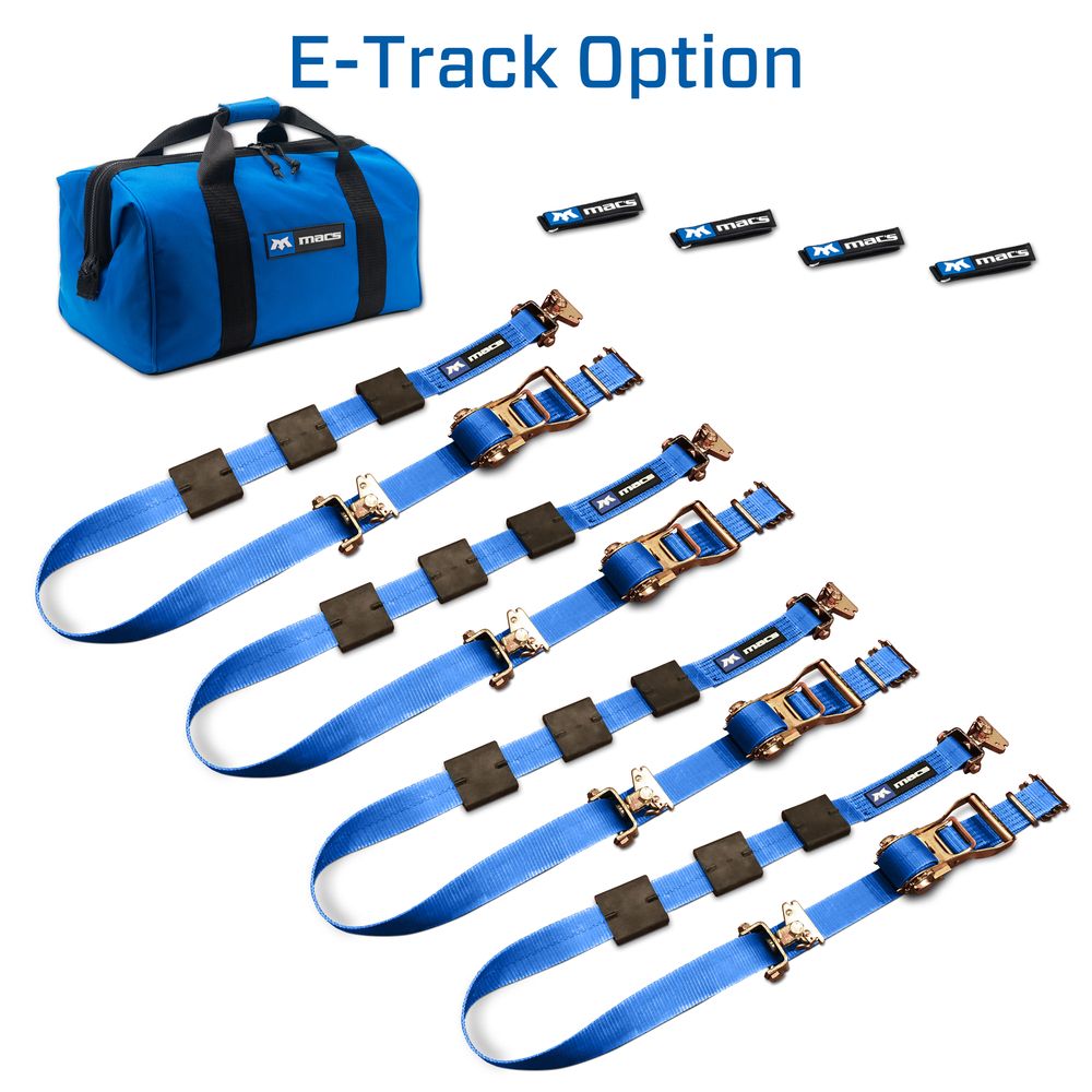 Mac's 2" x 10' Tire Block Strap Pack with E-Track Ends - Black