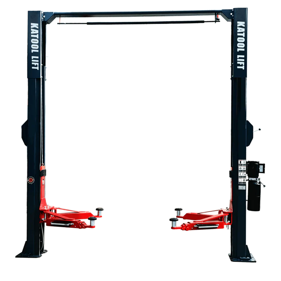 Katool | KT-AS110D Two Post Asymmetrical Vehicle Lift 11,000lbs Single Point Lock Release