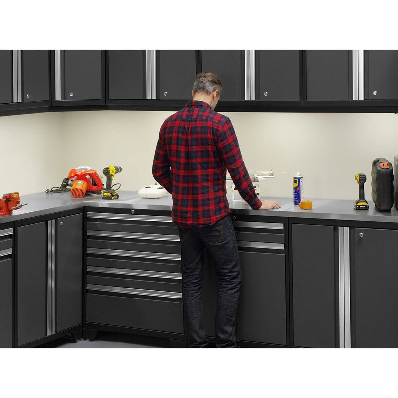 NewAge Pro 3.0 Series 16-Piece Cabinet Set with Lockers, Wall, Tool Drawer, Base, Corner Wall Cabinet and 56 in. Worktop