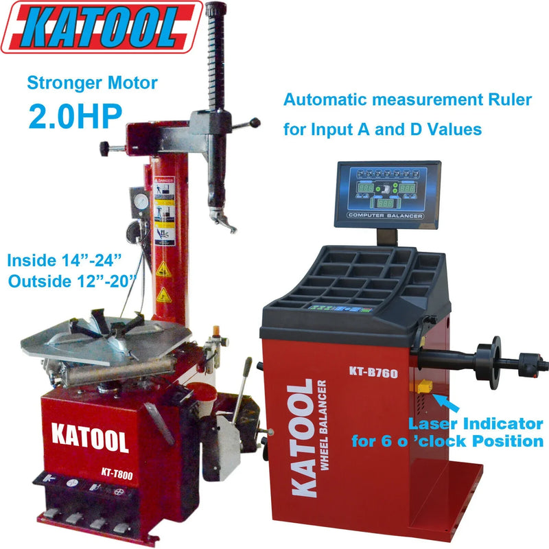 Katool | Tire Changer KT-T800 & Wheel Balancer KT-B760 Combo