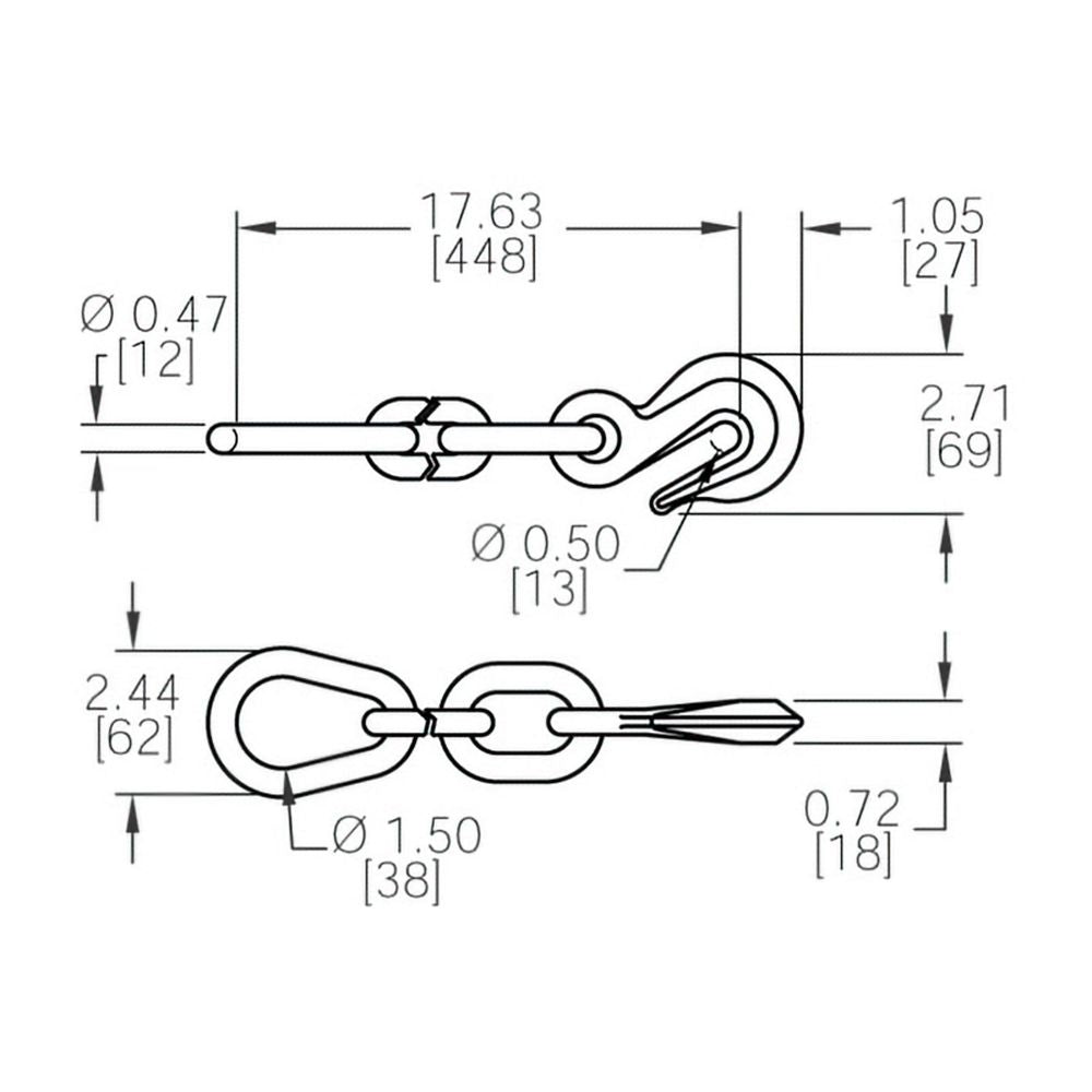 18.5" Grade 70 Chain Extension with Forged Grab Hook