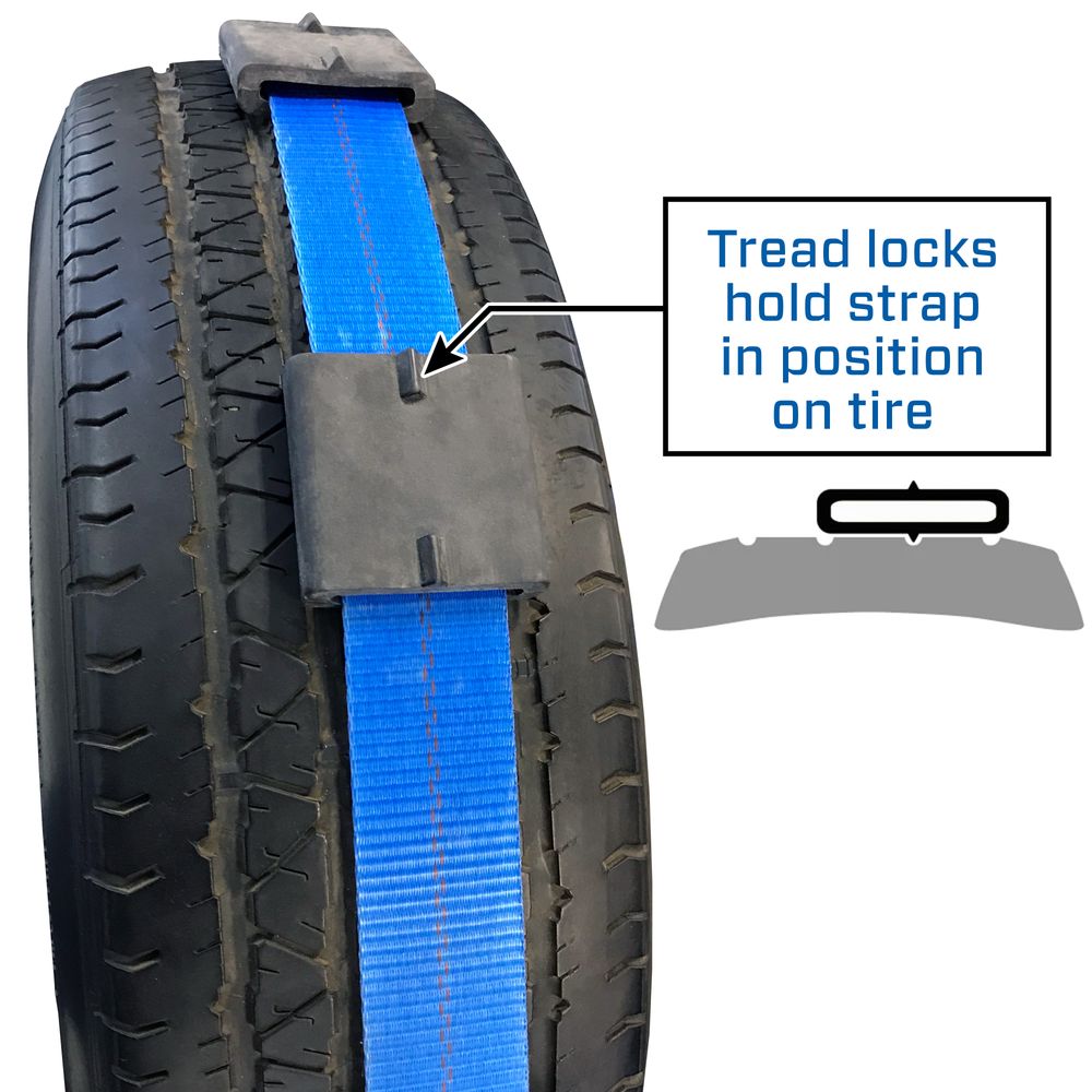 Mac's 2" x 10' Tire Block Strap Pack with E-Track Ends - Black