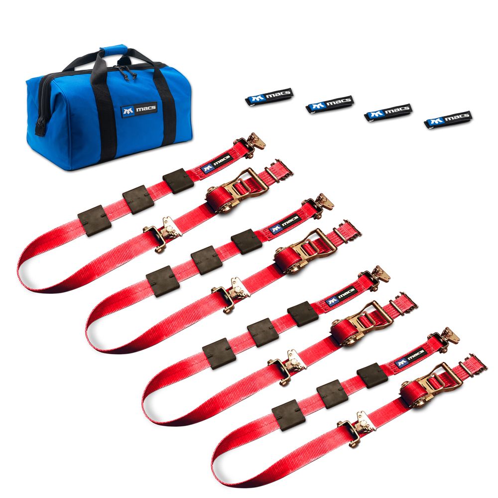 Mac's 2" x 10' Tire Block Strap Pack with E-Track Ends - Black