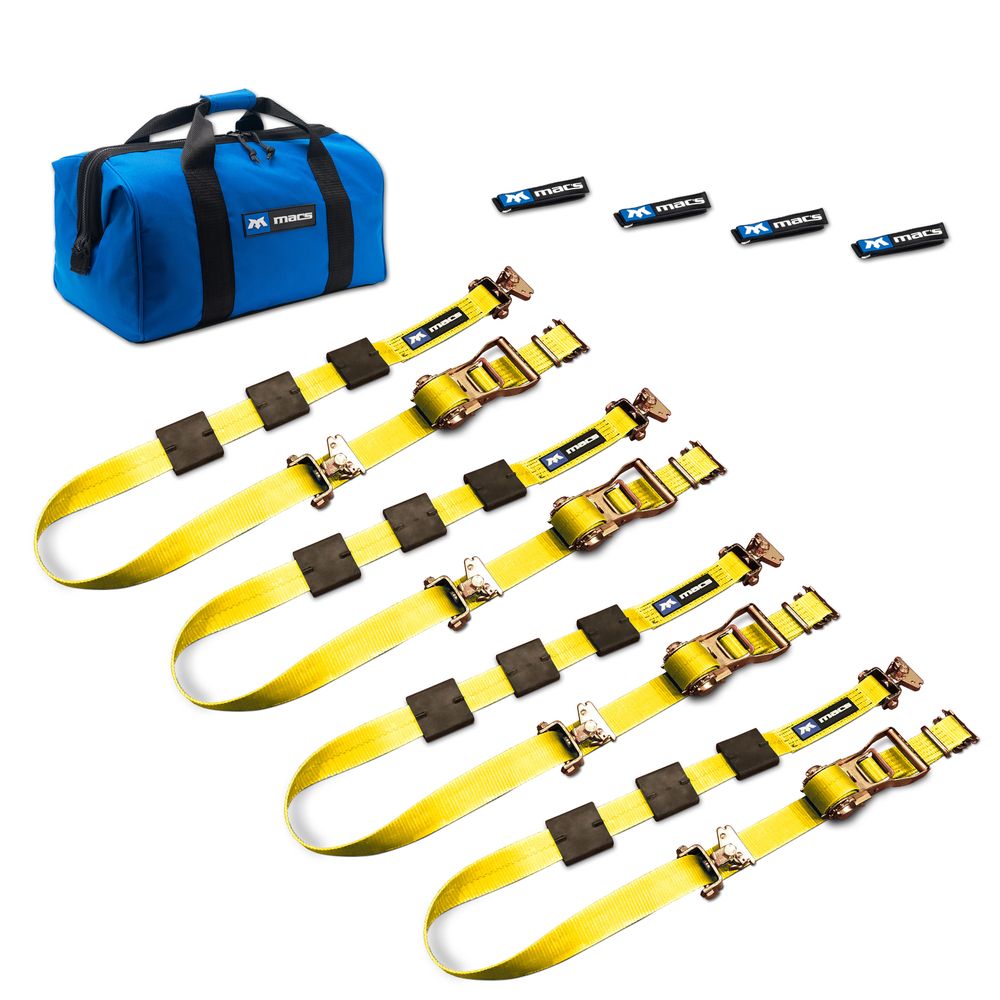 Mac's 2" x 10' Tire Block Strap Pack with E-Track Ends - Black
