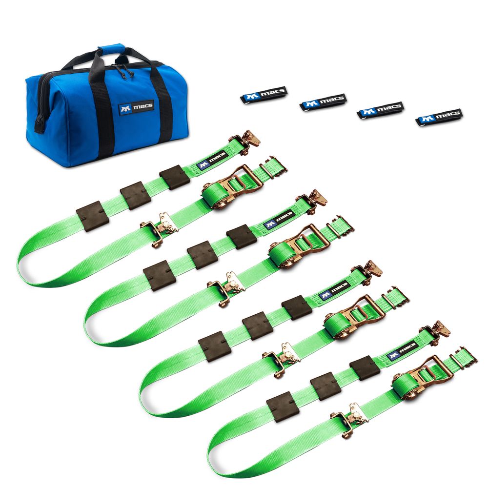 Mac's 2" x 10' Tire Block Strap Pack with E-Track Ends - Black