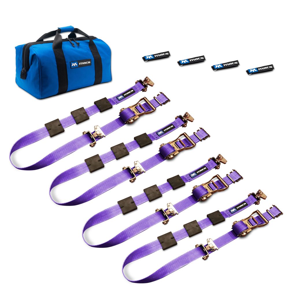 Mac's 2" x 10' Tire Block Strap Pack with E-Track Ends - Black