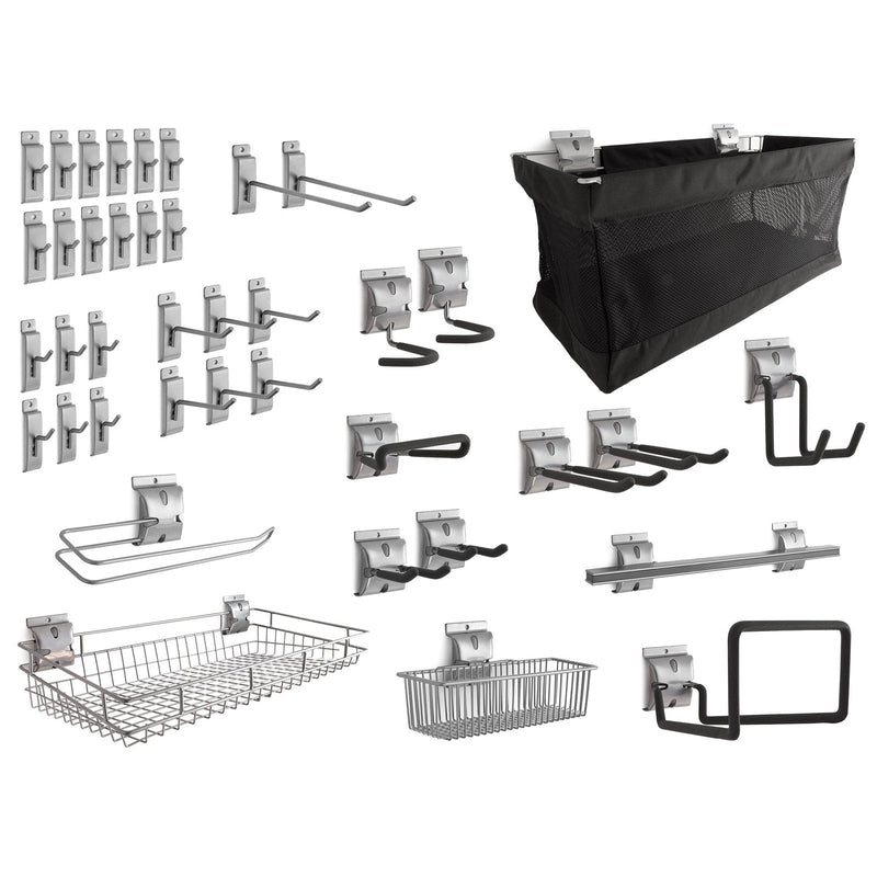 NewAge Pro Series 16 sq. ft. Steel Slatwall with 40-Piece Accessory Kit