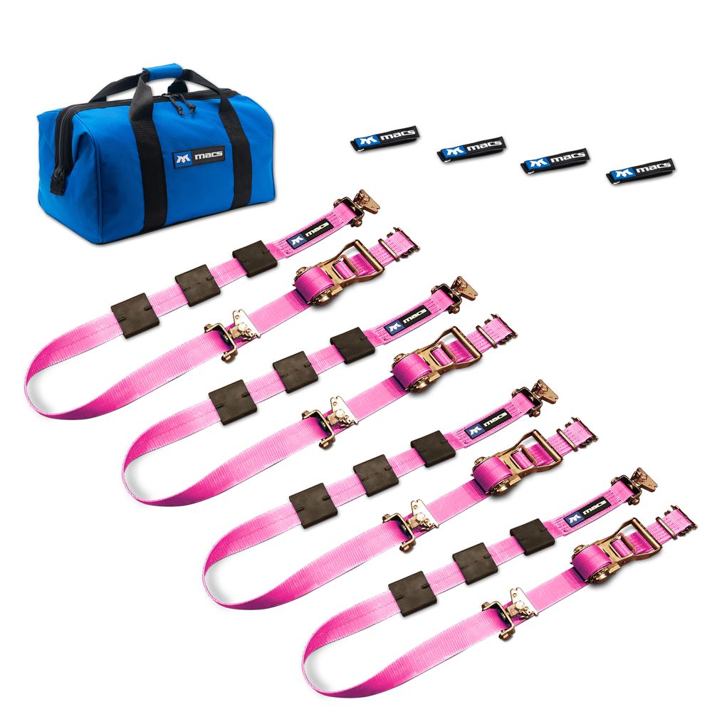 Mac's 2" x 10' Tire Block Strap Pack with E-Track Ends - Black