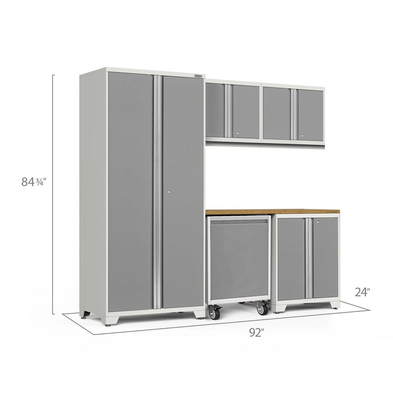 NewAge Pro Series 6 Piece Cabinet Set With Base, Wall Cabinet, Locker and Utility Cart