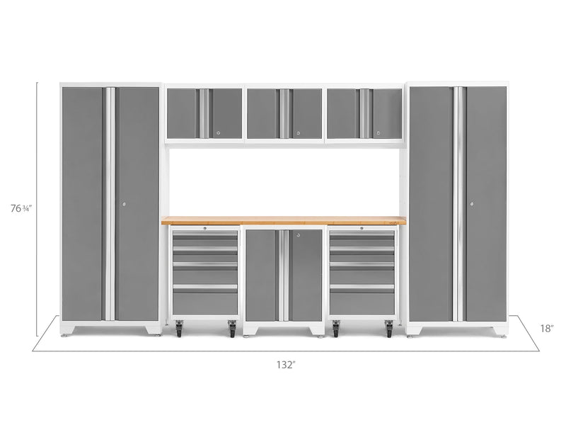 NewAge Bold Series 9 Piece Cabinet Set With 2 Tool, Base, Wall Cabinets and 30 in. Lockers