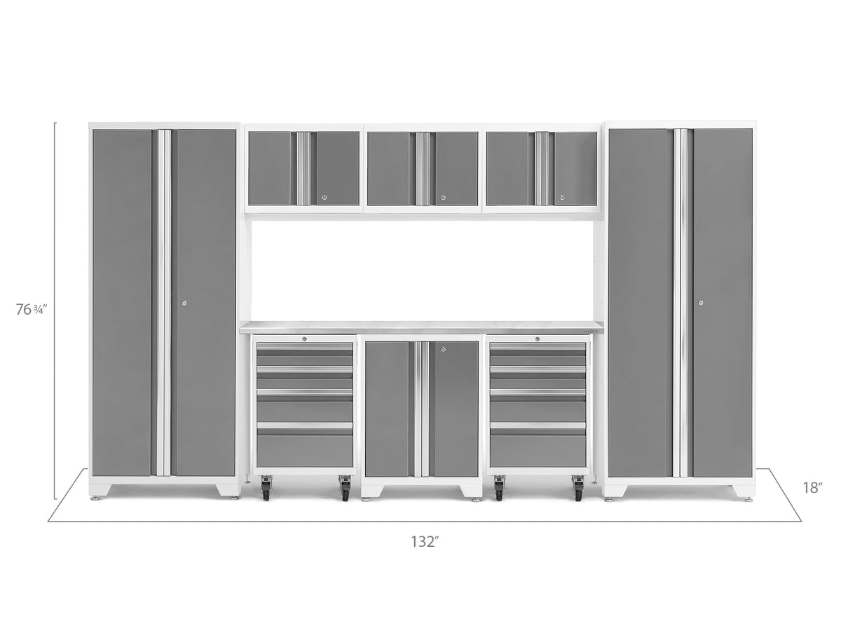 NewAge Bold Series 9 Piece Cabinet Set With 2 Tool, Base, Wall Cabinets and 30 in. Lockers