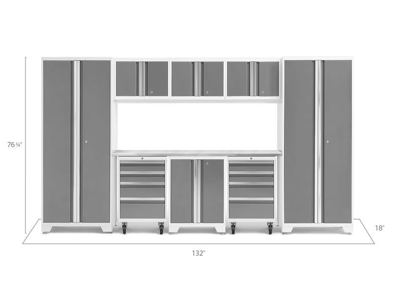 NewAge Bold Series 9 Piece Cabinet Set With 2 Tool, Base, Wall Cabinets and 30 in. Lockers