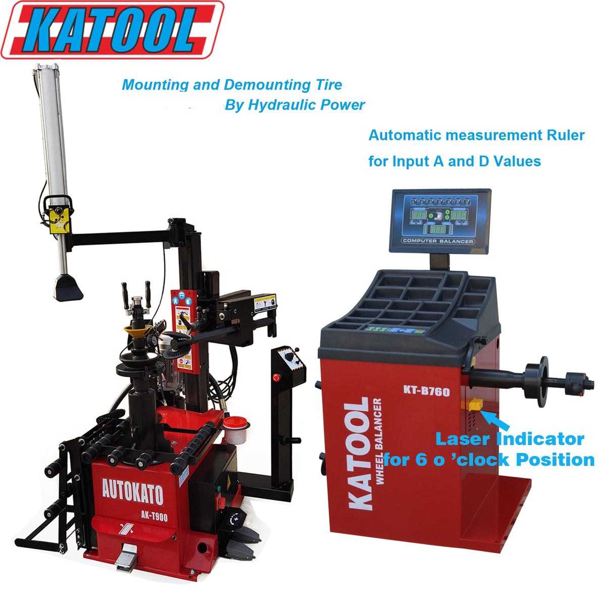 Katool KT-T900 Tire Changer & KT-B760 Wheel Balancer Combo
