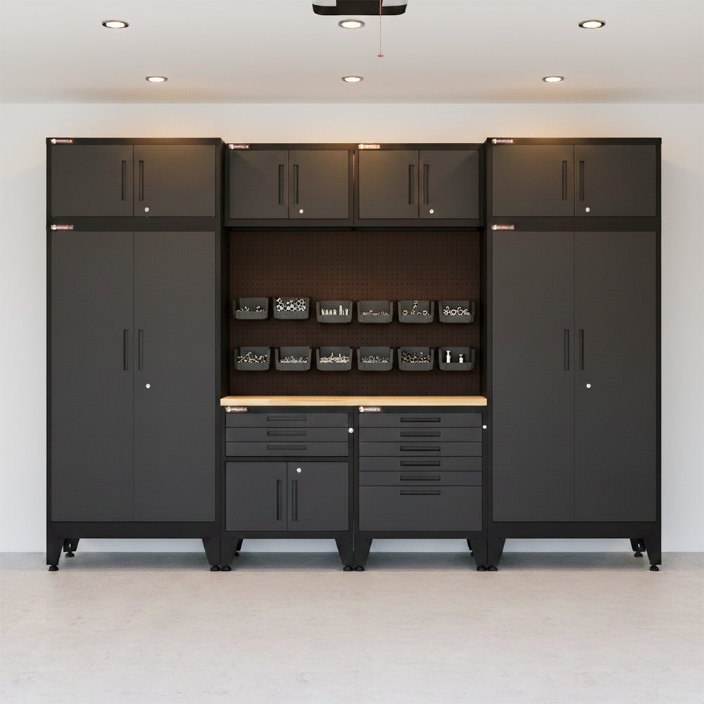 Armadillo Tough 3-Drawer 2-Door Garage Storage Cabinet in Black