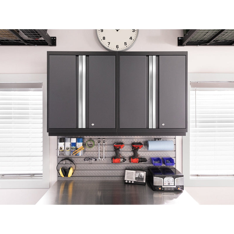 NewAge Pro Series 8 Piece Cabinet Set With Wall, Base, Tool Drawer Cabinet, Lockers and 84 in. Worktop