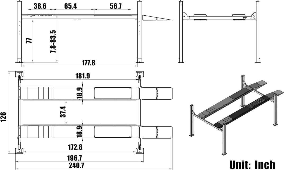 Katool | KT-4M110PA 11000 lbs Four Post Alignment Lift w/ RJ70
