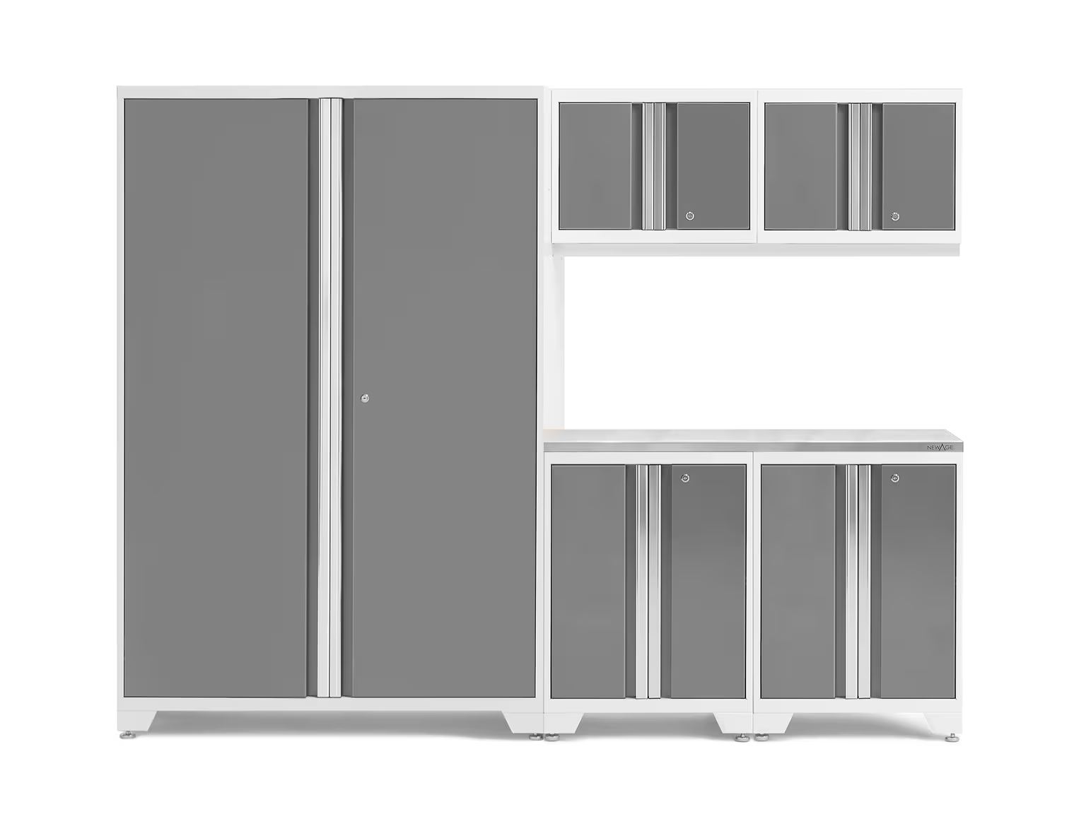 NewAge Bold Series 6 Piece Cabinet Set With Base, Wall Cabinets and 48 in. RTA Locker