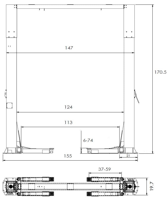 Triumph NTO-20S 20,000 lb Two Post Lift