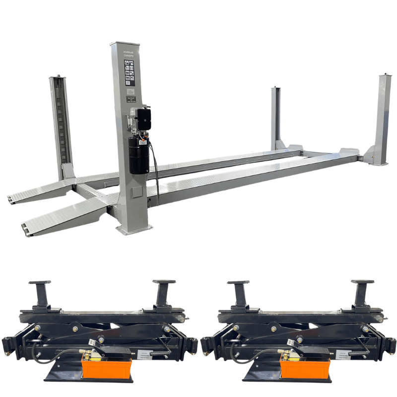 Triumph NTR-16 16,000 lb 4-Post Automotive Lift + Two RJ-9000 Rolling Bridge Jacks