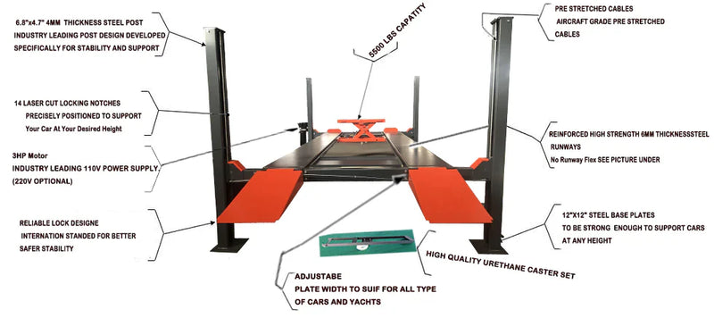 Katool | KT-4H110 Four Post Vehicle Lift 11,000lbs