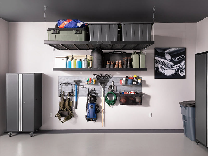 NewAge Pro Series 8 Piece Cabinet Set With Wall, Tool Drawer, Multi-Function Cabinet, Lockers and 84 in. Worktop