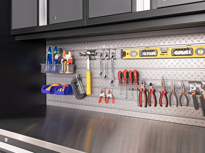 NewAge Pro Series 8 Piece Cabinet Set With Wall, Base, Multi-Function Cabinet, Lockers and 84 in. Worktop