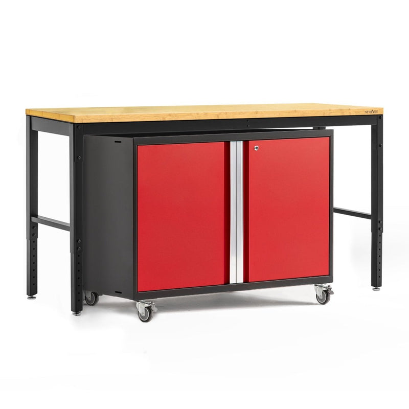 NewAge Pro Series 2 Piece Cabinet Set with 84 in. Workbench and 42 in. Base Cabinet on Casters