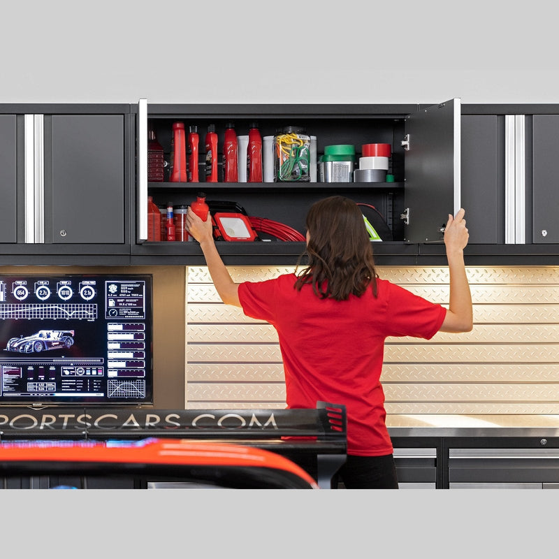 NewAge Pro Series 2 Piece Cabinet Set with 84 in. Workbench and 42 in. Base Cabinet on Casters